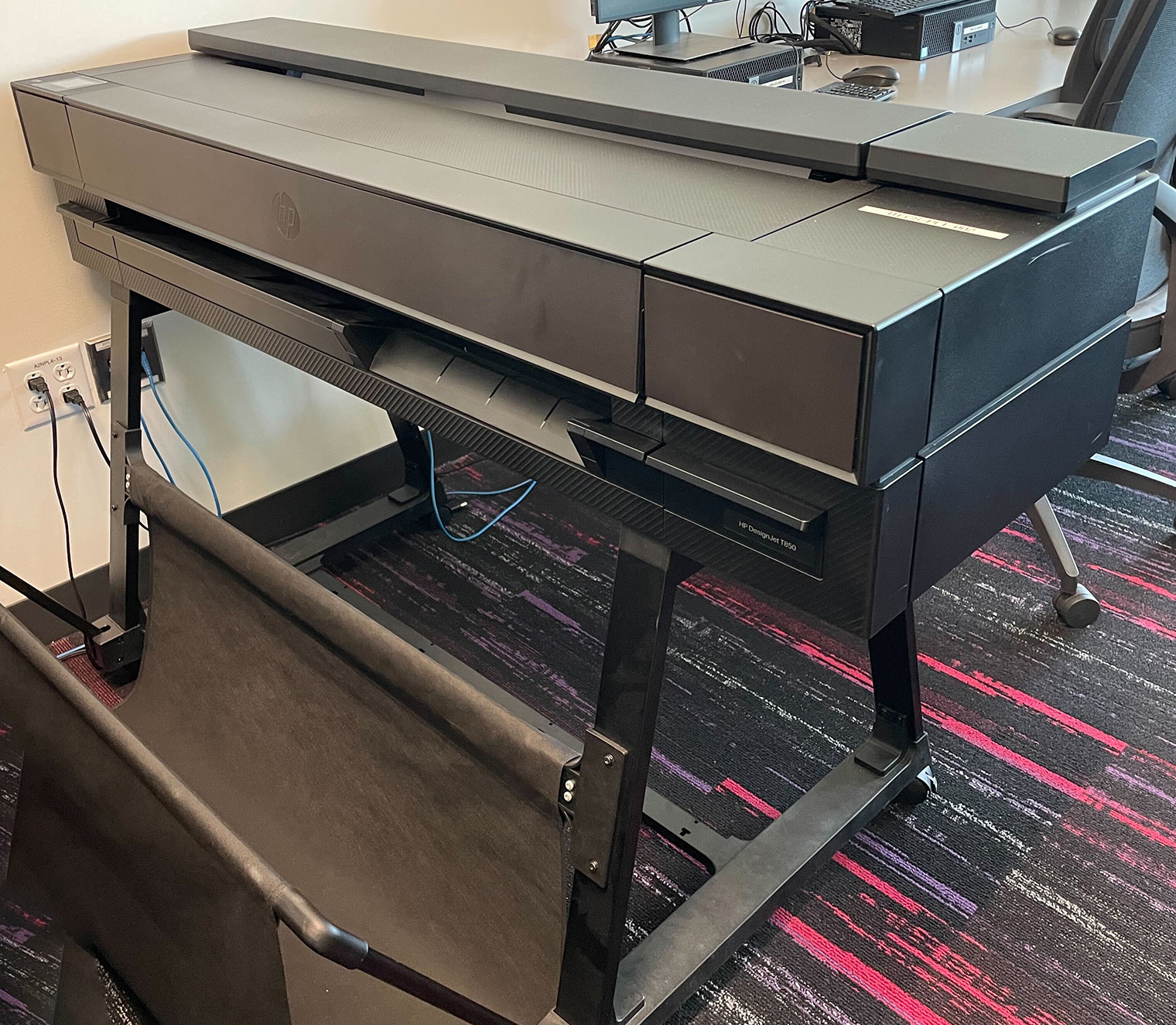 The Fitts-Woolard Hall computer lab plotter printer (HP Designjet T850)